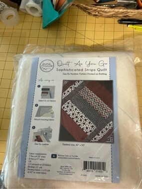 'Quilt As You Go' Sophisticated Strips Quilt - Cream Batting